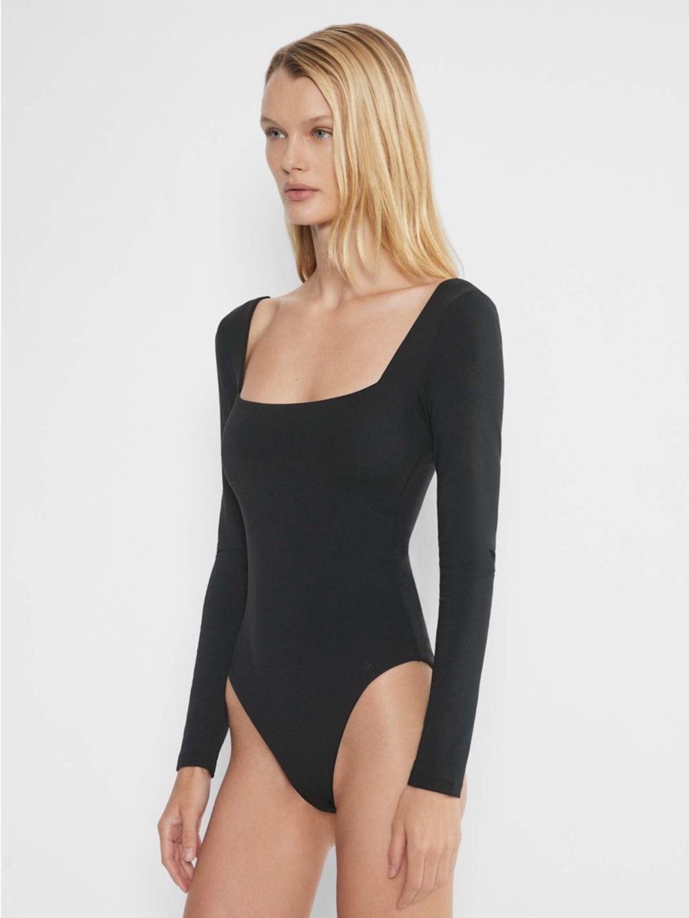 Aritzia Babaton Black Long Sleeve Scoop Neck Bodysuit